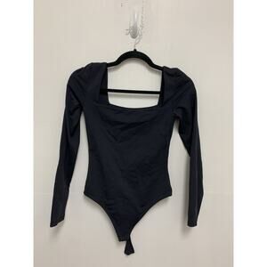 Aritzia Babaton Contour Long Sleeve Bodysuit Square Neck Black Small